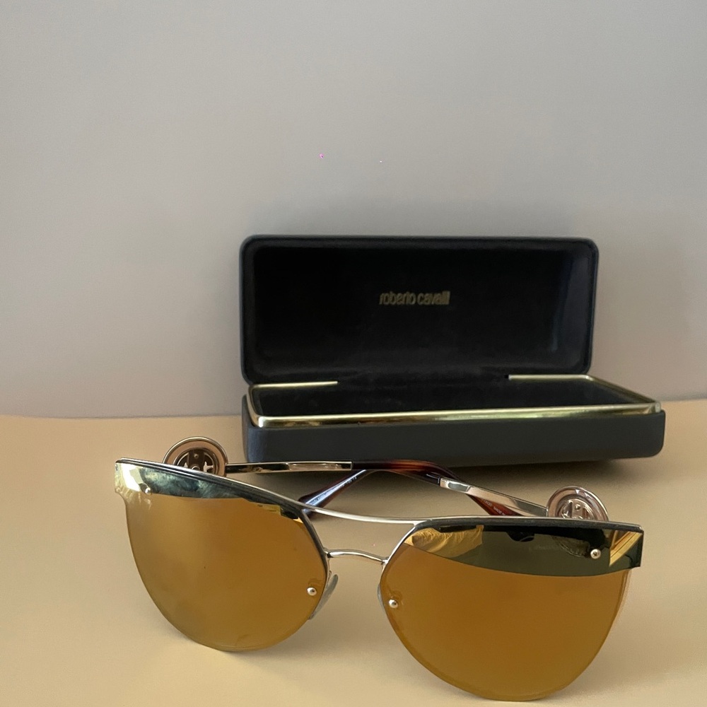 Y2K Roberto Cavalli Gold and Brown Sunglasses